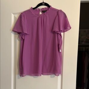 1. State Purple Blouse with Ruffled Sleeves and Peter Pan Collar